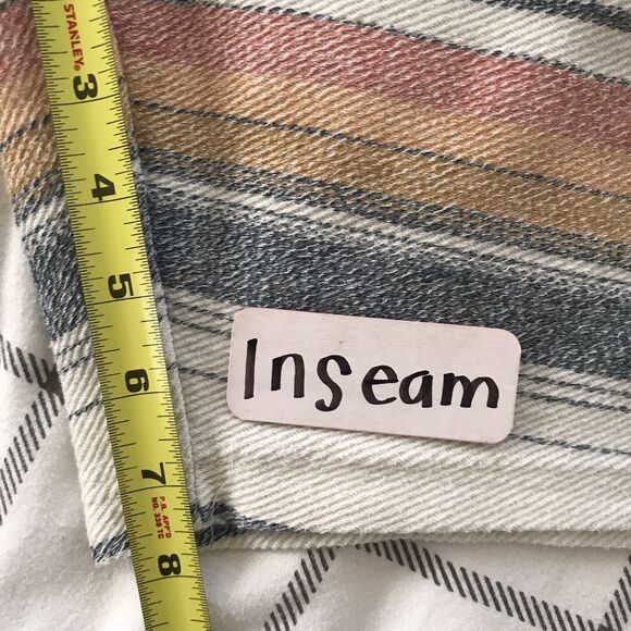 O'Neill Cream Striped Cotton Casual Surf Beach Drawstring Mens Sweat Shorts - L - Picture 7 of 9